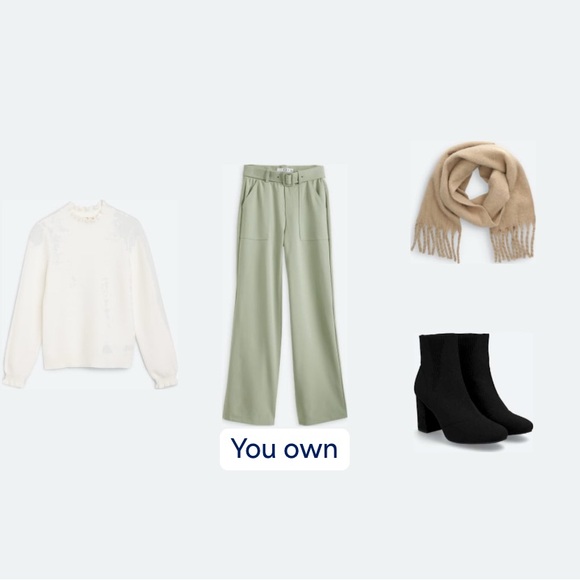 Sage Green Wide Leg High-Waisted Pants - Picture 4 of 5